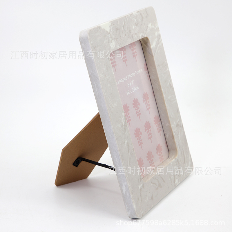 New Design Gray Marble Photo Frame with Pattern European Style Square Marble Picture Frame Mdf Backboard Support