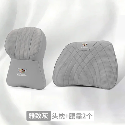 Headrest Aoge Headrest Neck - cadillac-logo-1-large-memory-foam-headrest-1-lumbar-support-elegant-gray