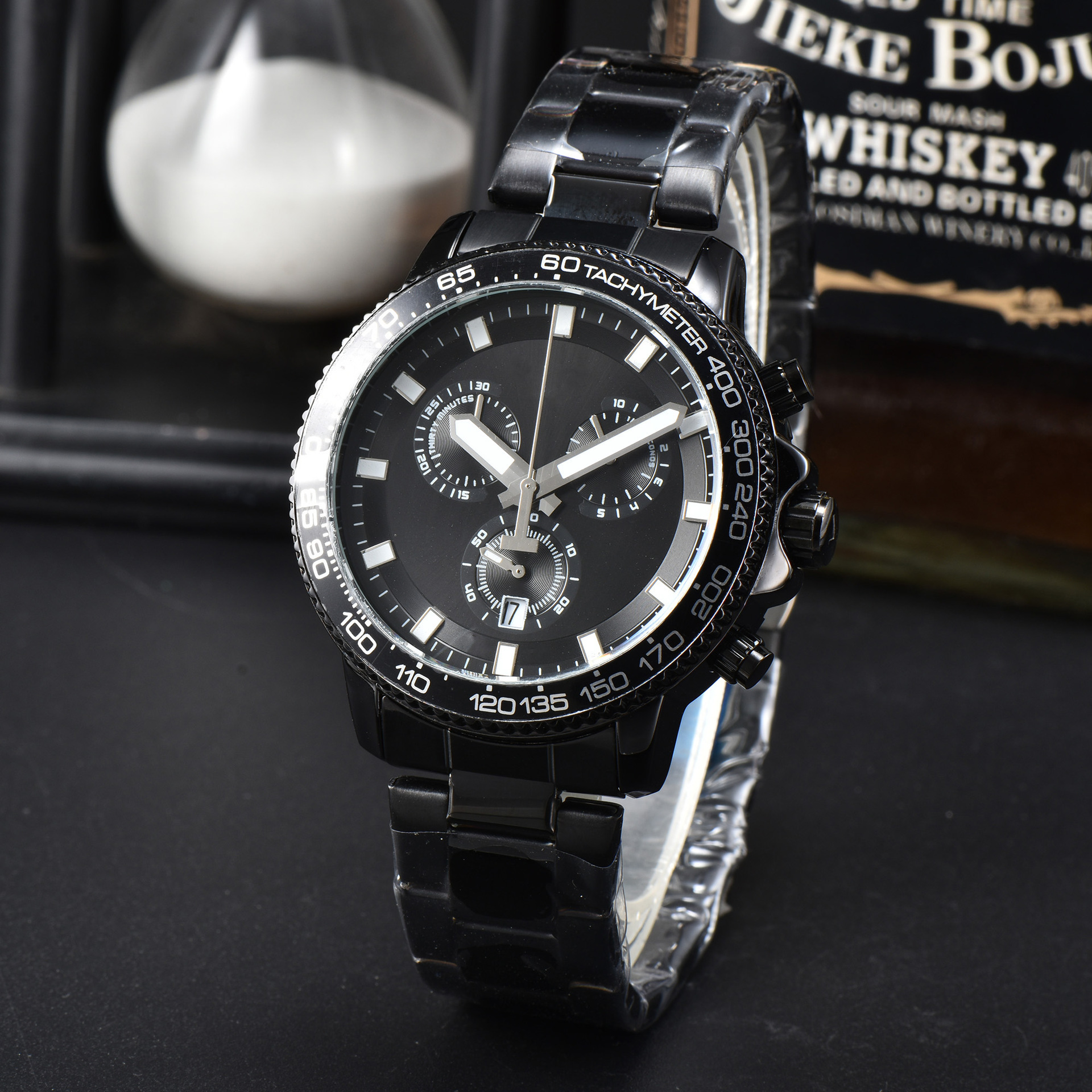 Multifunctional Fully automatic Men's Six Needle Full Function Quartz with Steel Band Timing Watch_voghion.com