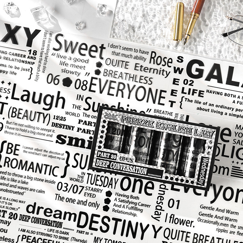 BAE caja de cinta adhesiva transparente impermeable para mascotas diy diario pegatinas retro transfronterizas pegatinas inglesas