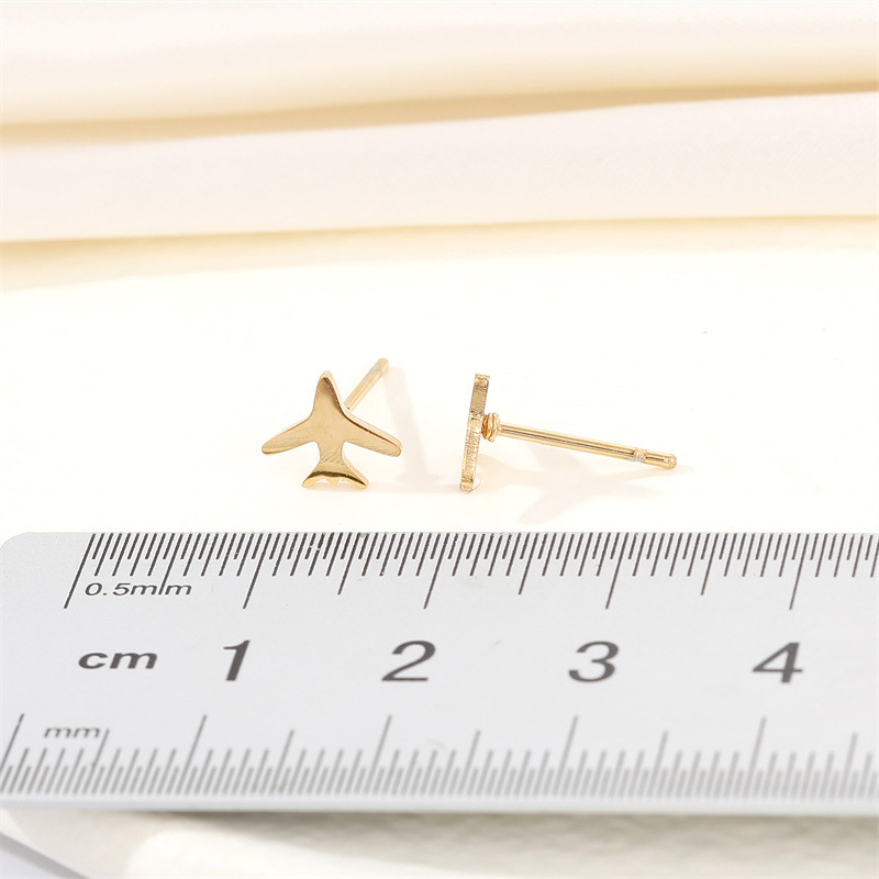 Airplane Stainless Steel No Inlaid Earrings Ear Studs display picture 2