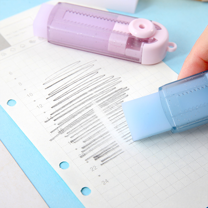 Borrador telescópico creativo para niños de alto valor facial de exámenes de papelería reemplazable núcleo de goma push-pull