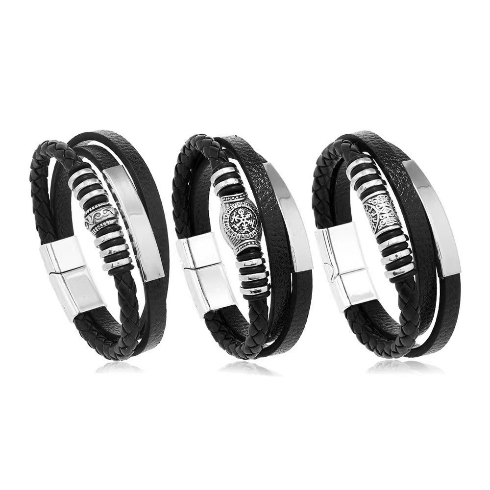 Men's Braided Leather Bracelet Waterproof Hypoallergenic Design_voghion.com