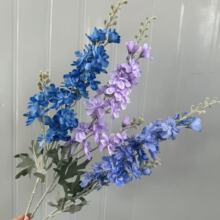 植绒仿真花飞燕草酒店会展婚庆场景背景墙布置花排地排花手工制作