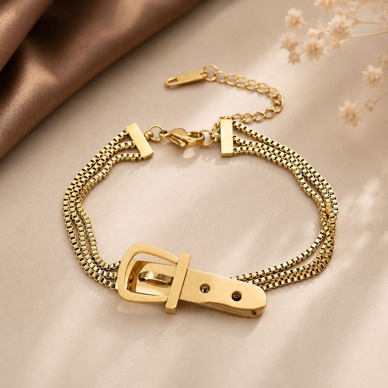 European and American Fashion Belt Buckle Bracelet Women's High-end Sense Ins Niche Design Multi-layer Internet Celebrity Same Style Bracelet European and American Fashion Belt Buckle Bracelet Women's High-end Sense Ins Niche Design Multi-layer Internet Celebrity Same Style Bracelet