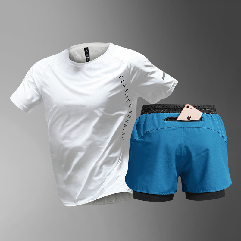 Running sports suit hombre maratón hielo veloz camiseta de verano atletismo ciclismo entrenamiento ropa de fitness