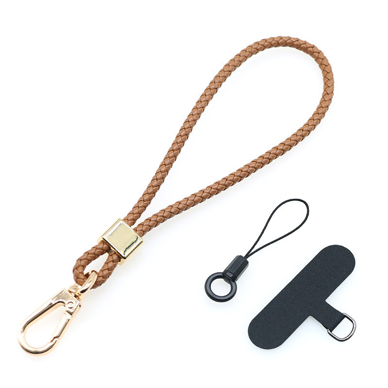 5MM de piel de oveja tejida junta de cordón de teléfono móvil de piel de vaca clip de teléfono móvil correa de la Cámara cuerda anti-perdido crossbody cuello cuerda