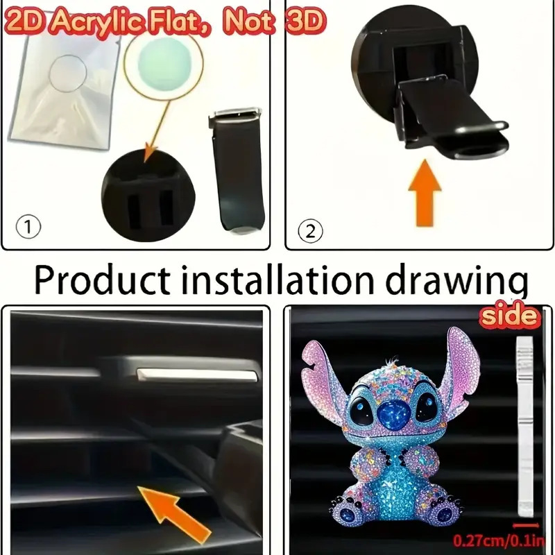 2D plano 1 pieza de acrílico para automóviles aire fresco ventilador ventilador ventilador plástico decorativo