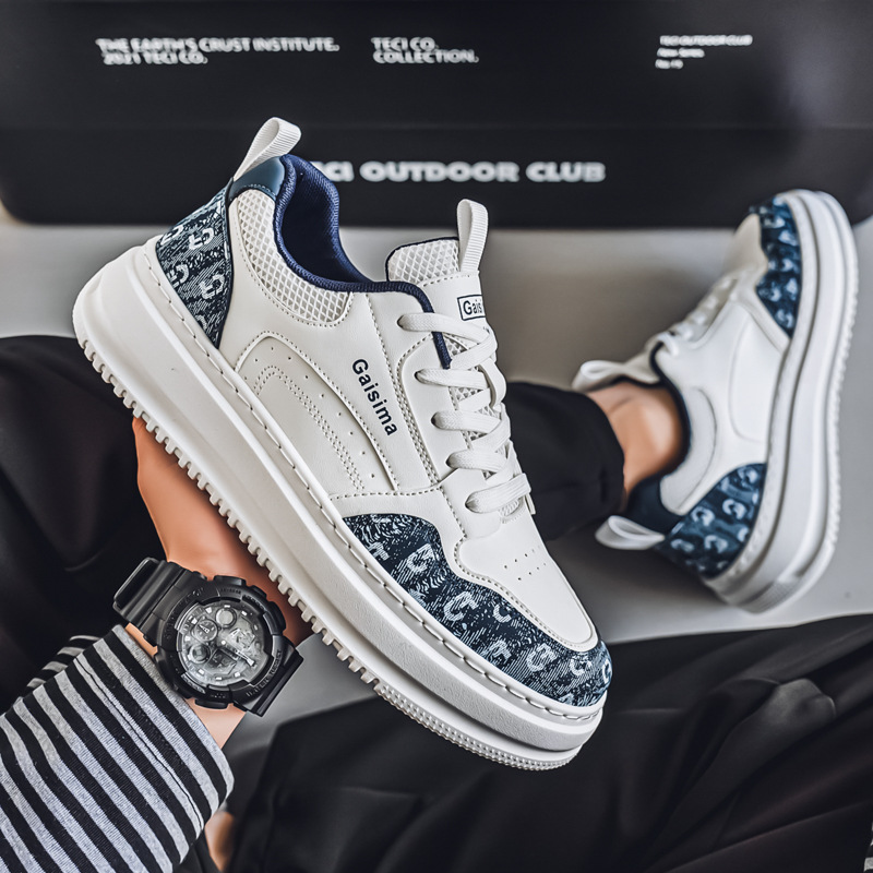 Zapatillas de deporte de moda de nicho Four Seasons Nuevos zapatos casuales Zapatos deportivos bajos de moda para hombres Zapatos blancos para estudiantes coreanos