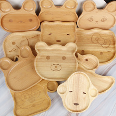 廠家批發日韓風櫸木拖盤木餐盤卡通餐具原木盤子兒童餐盤制定logo