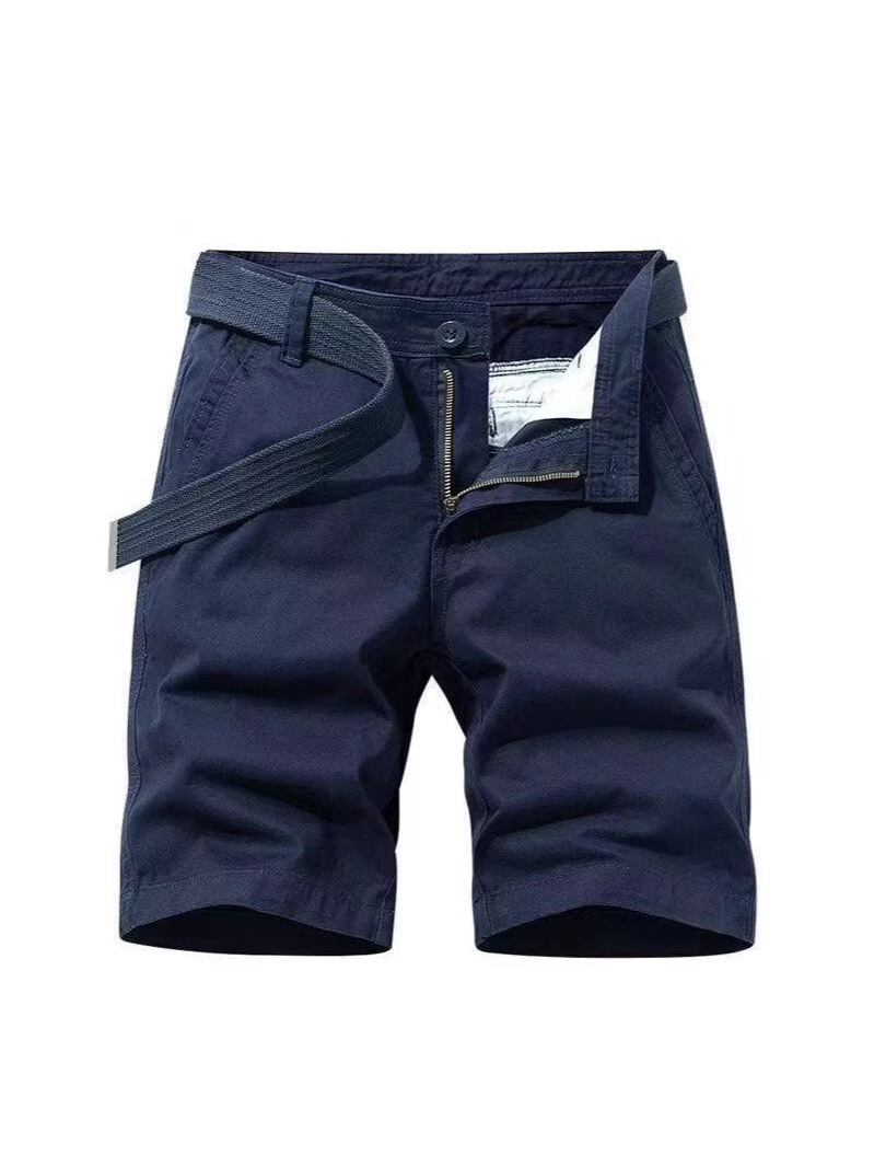 Summer New Casual Versatile Five-Point Pants Slightly Elastic Slim Solid Color Mid-Length Pants Trendy Brand Elastic Shorts Men Wholesale Foreign Trade