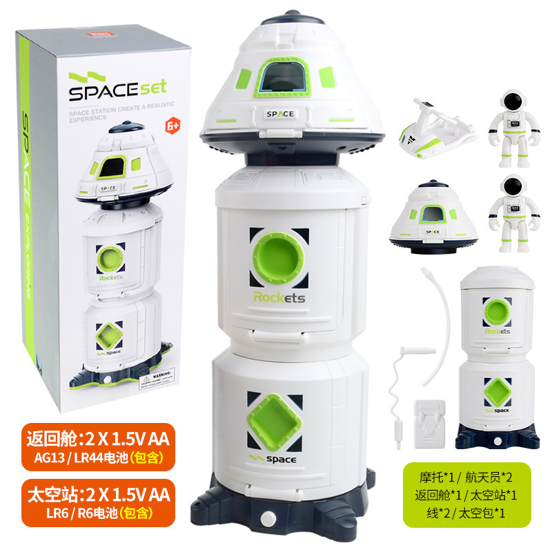 Educación temprana para niños, modelo de aviación transfronteriza, simulador de cohete tripulado, cápsula de retorno de la estación espacial, traje tres en uno