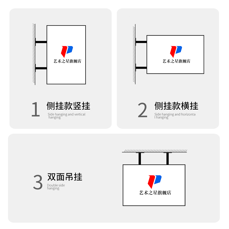 ✅双面灯箱广告牌定 制做户外发光led门头侧挂招牌方形悬挂墙式展