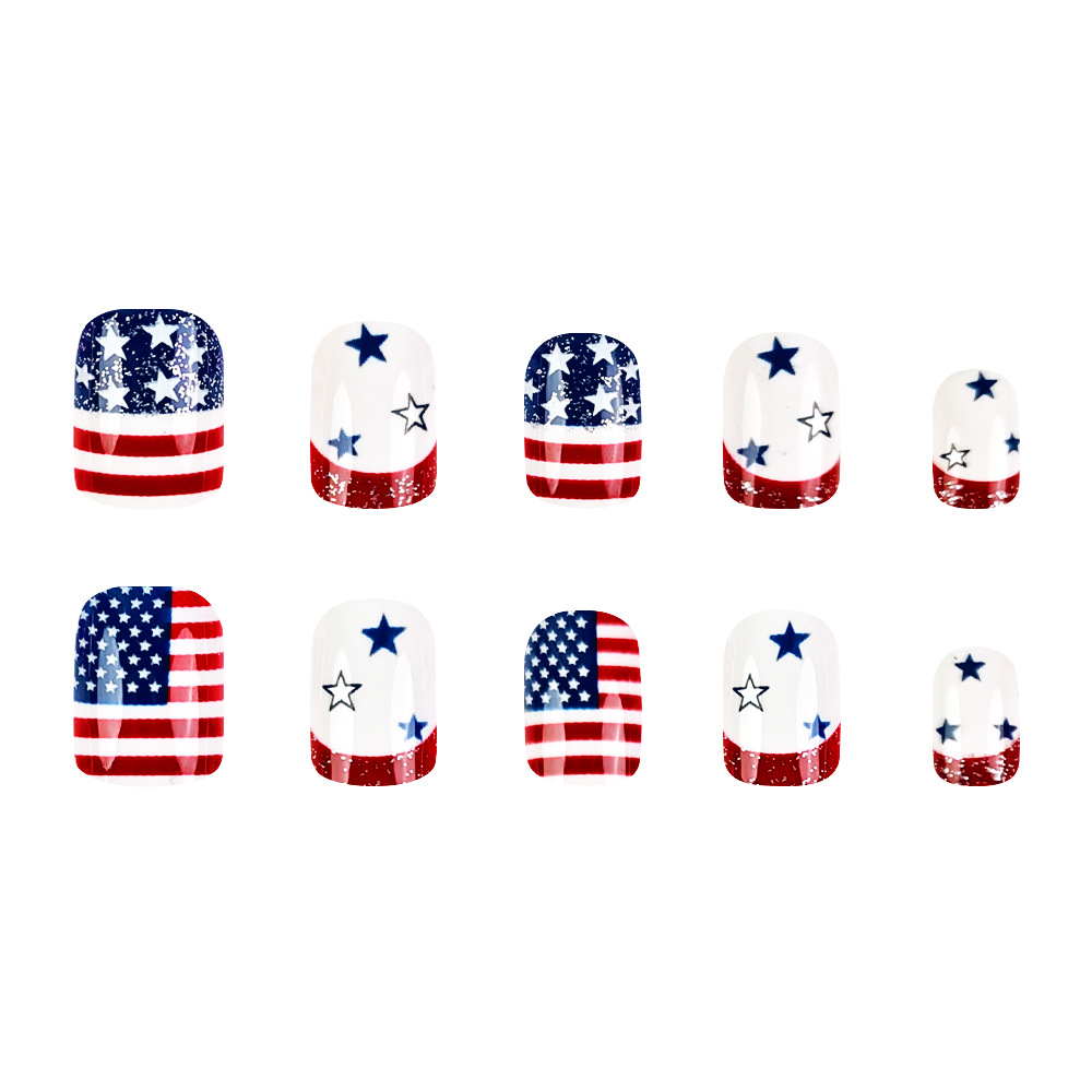 Día de la Independencia de Europa y los Estados Unidos Bandera rayada de manicuras de estilo francés parche de uñas de vacaciones lote mixto image 5