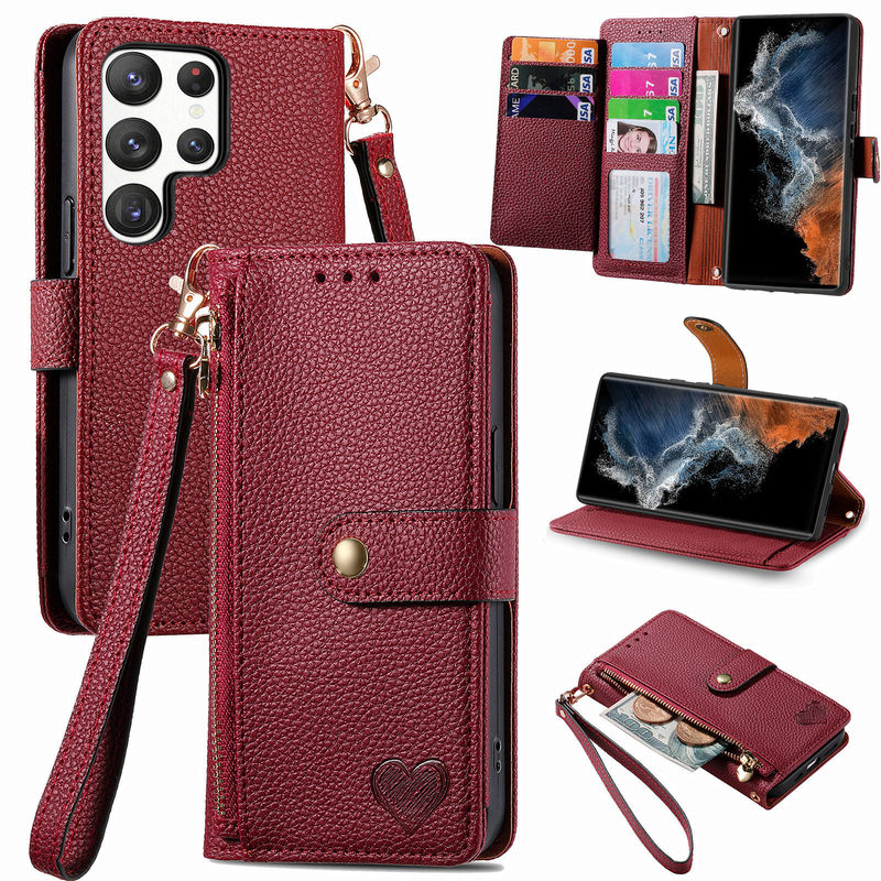 For Samsung Galaxy S25 Litchi Love Flip Phone Leather Case A36 Drop-resistant A25 Card Case