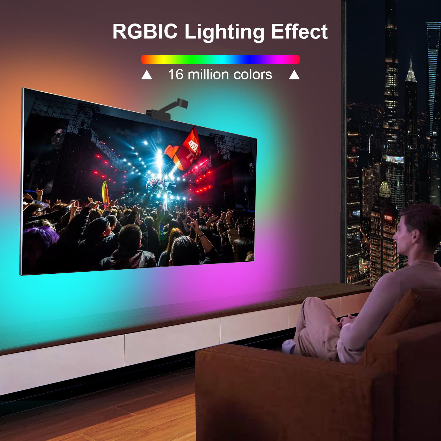 Cross-border graffiti APP TV screen color picker RGB full-color LED TV background smart synchronous light strip