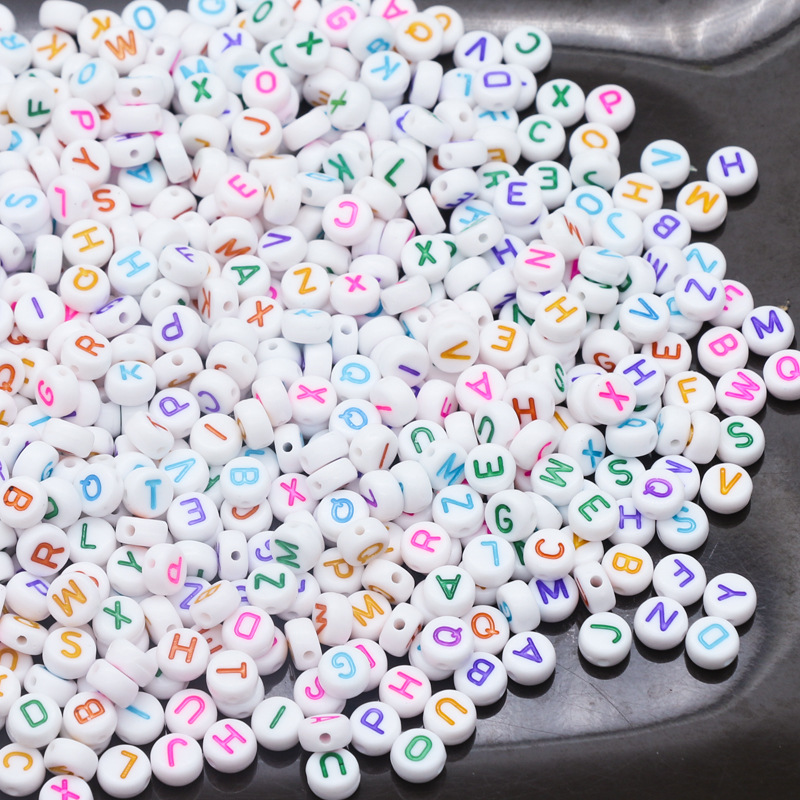 4*7mm cuentas acrílicas cuentas sueltas cuentas digitales Inglés cuentas redondas planas agujero limpio accesorios de la joyería de DIY cuentas