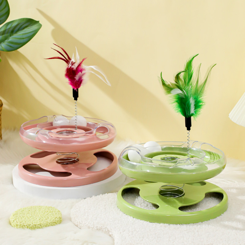 Gato de juguete pipitao original en caja de Primavera Mecedora de doble capa Placa de diversión gato auto-Hola artefacto al por mayor