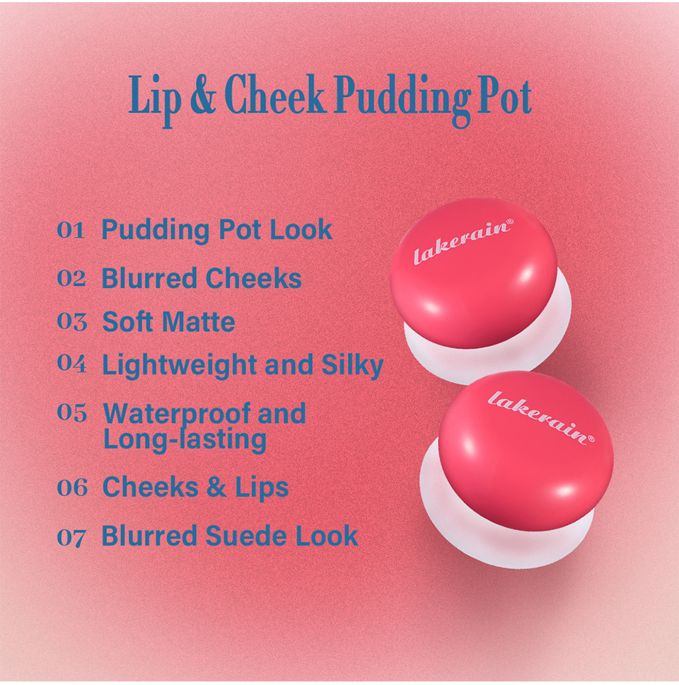 Lakerain Pudding Blush Cream Powder Matte Blush Nude Makeup Highlighter Lip and Cheek Blush Cream Application Scenario