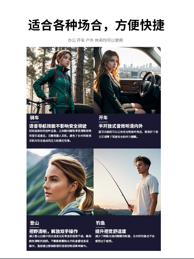 【跨境专供】AI翻译智能蓝牙眼镜GS11智能感光变色佩戴轻薄舒适