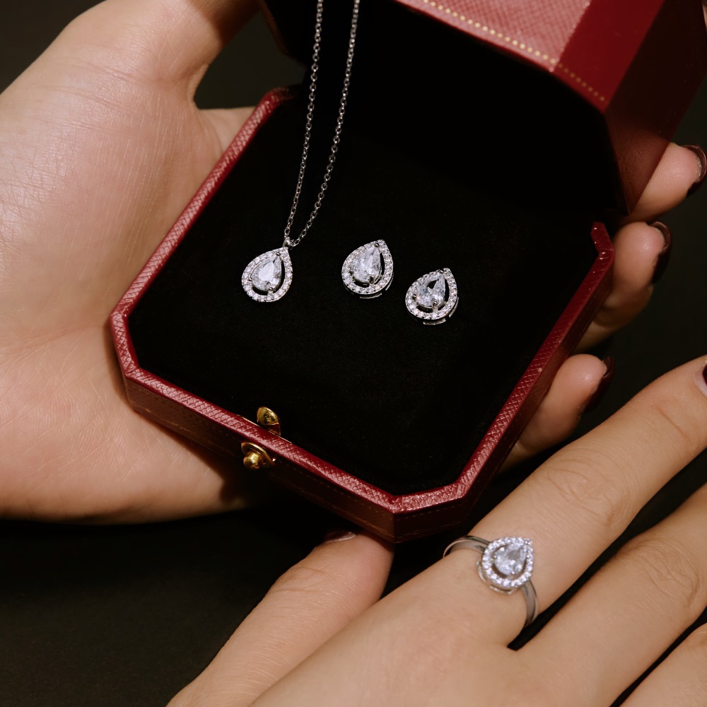 Jewelry Set Quantity Casual Simple Style Streetwear Water Droplets Sterling Silver Plating Zircon Women's Jewelry Set