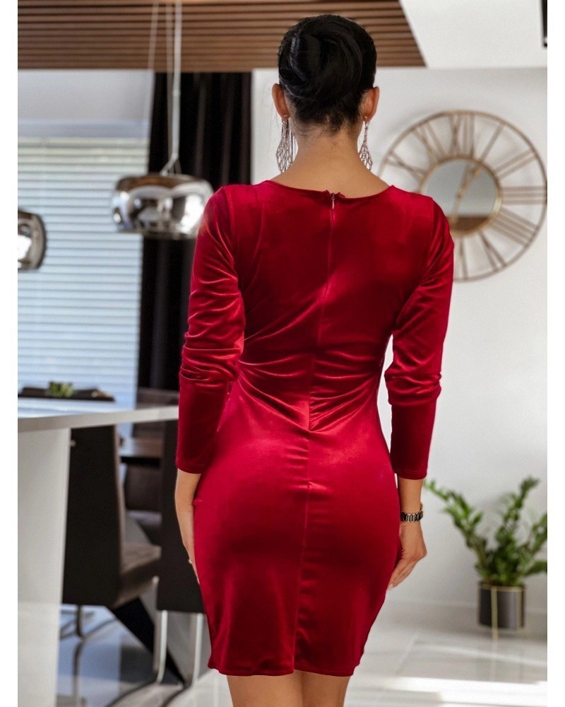 Women's Trendy Solid Color V‑Neck Dress Sexy Bodycon Slim Fit Daily Evening Wear_ecoleips.com