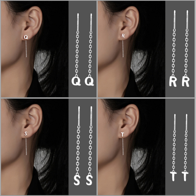 Letter Pattern Women'S Gender Fashion Style 1 Pair 925 Sterling Silver Letter Ear Line