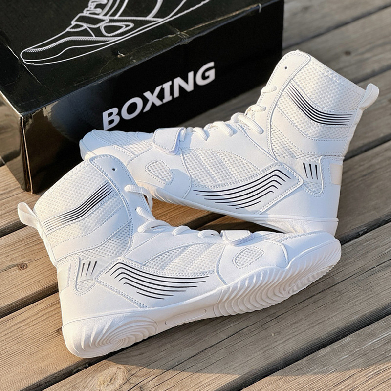 Professional Boxing Shoes, Men's Wrestling Shoes, High-Top Fighting Training Shoes, Boots, Muay Thai Boxing Shoes, Fitness Sanda Shoes for Men and Women