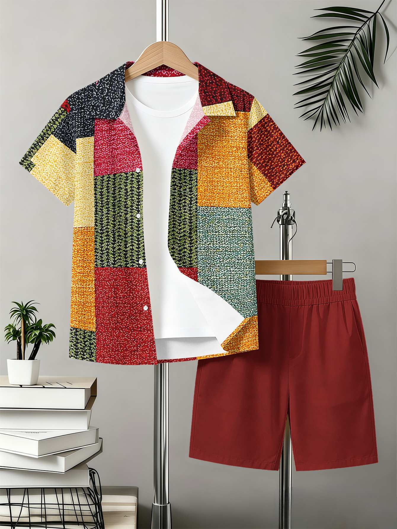 Sommer Set Mit Hemd Und Shorts Für Jungen Mit Totem-muster_voghion.com