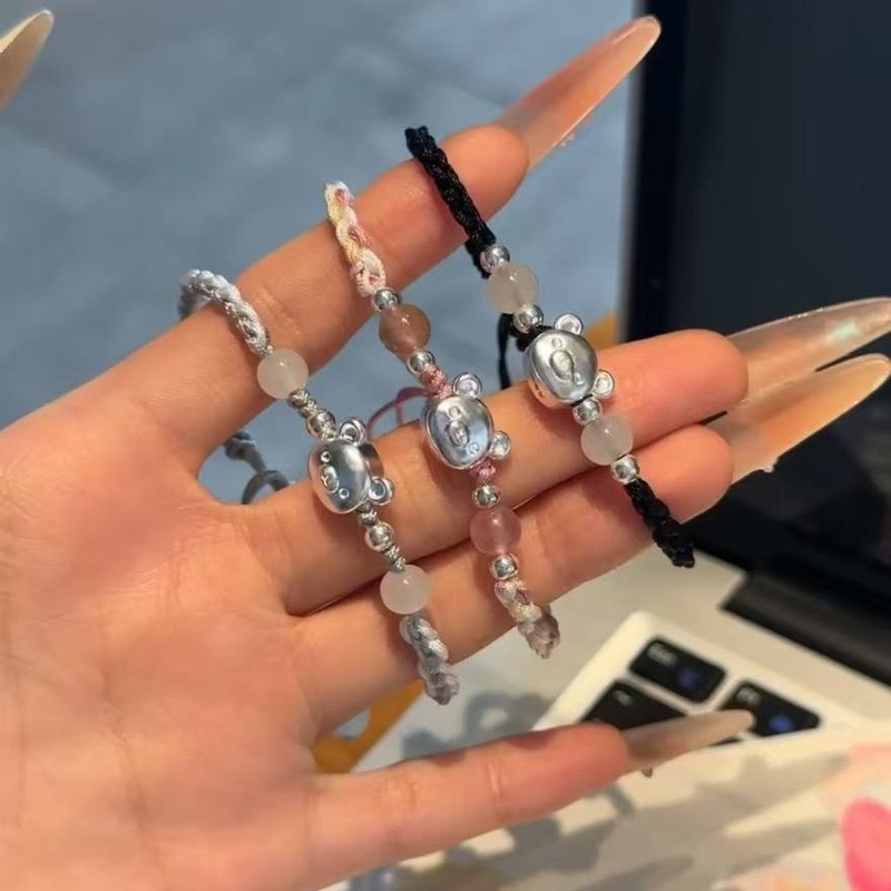 轻松熊手链手工编织手绳松弛小熊可爱卡通简约小众设计情侣手链|undefined