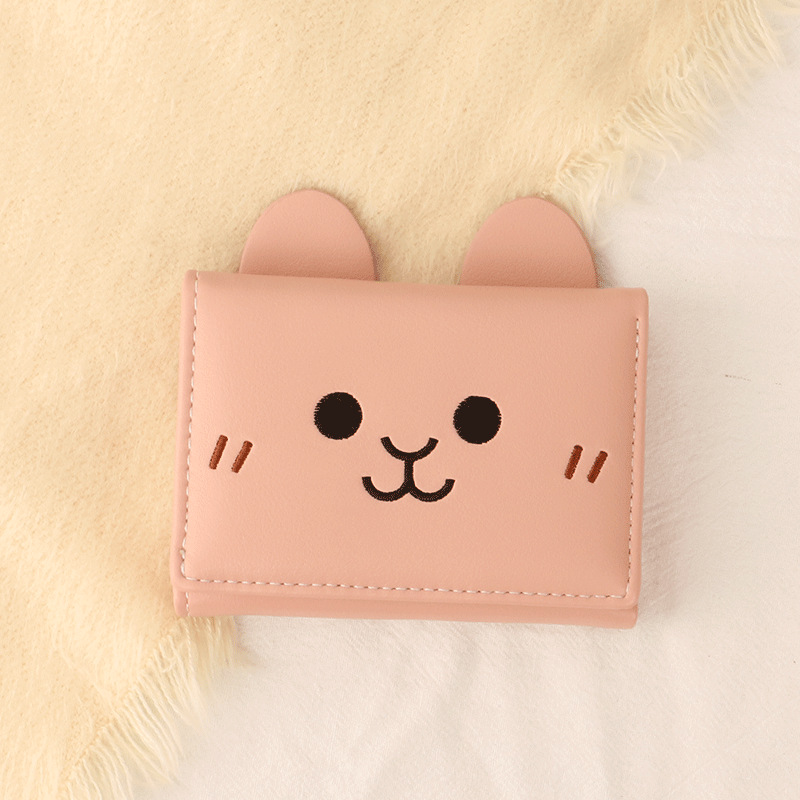 Panda tríptico billetera femenina corta estudiante billetera plegable de dibujos animados lindo animal pequeño pato amarillo Rana titular de la tarjeta