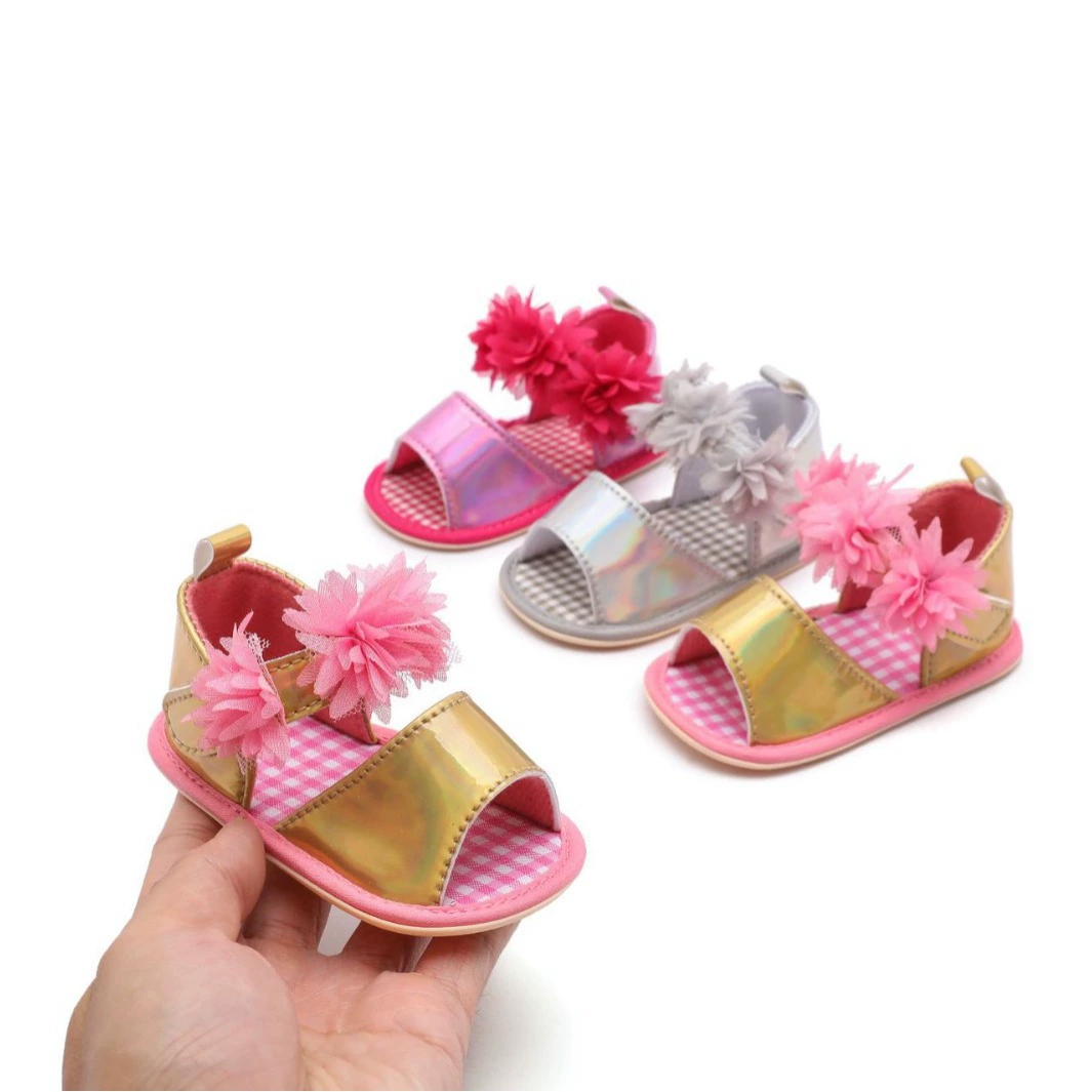 Оптовая продажа детской обуви, летняя детская обувь, детские сандалии с открытым носком и цветочным принтом, детские резиновые сандалии с маленькими цветами и мультяшным рисунком, нескользящие