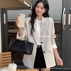 THE LIMON柠檬绿茶2025秋季韩系简约通勤休闲西装外套西服上衣女