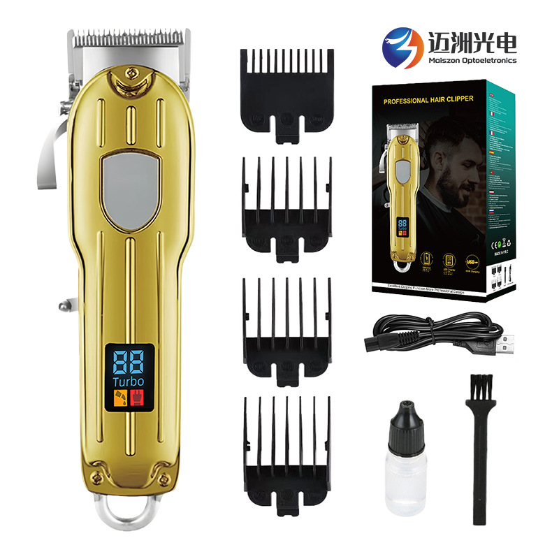 Cortadora de Pelo Recargable con Batería de Litio, Éxito de Ventas Transfronterizo, con Pantalla LCD para Uso Doméstico y en Salón, Cortadora de Pelo Eléctrica Profesional