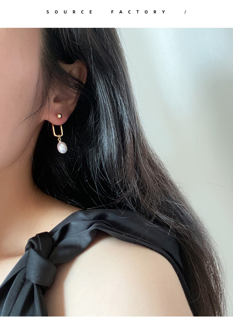 Vintage Style Geometric Pearl Copper Polishing Drop Earrings 1 Pair