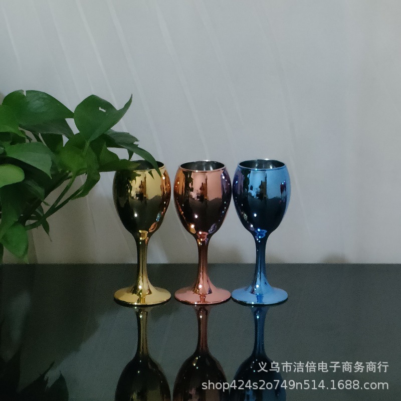 创意200ml葡萄酒杯离子镀电镀工艺品 无铅纳钙高脚电镀玻璃红酒杯