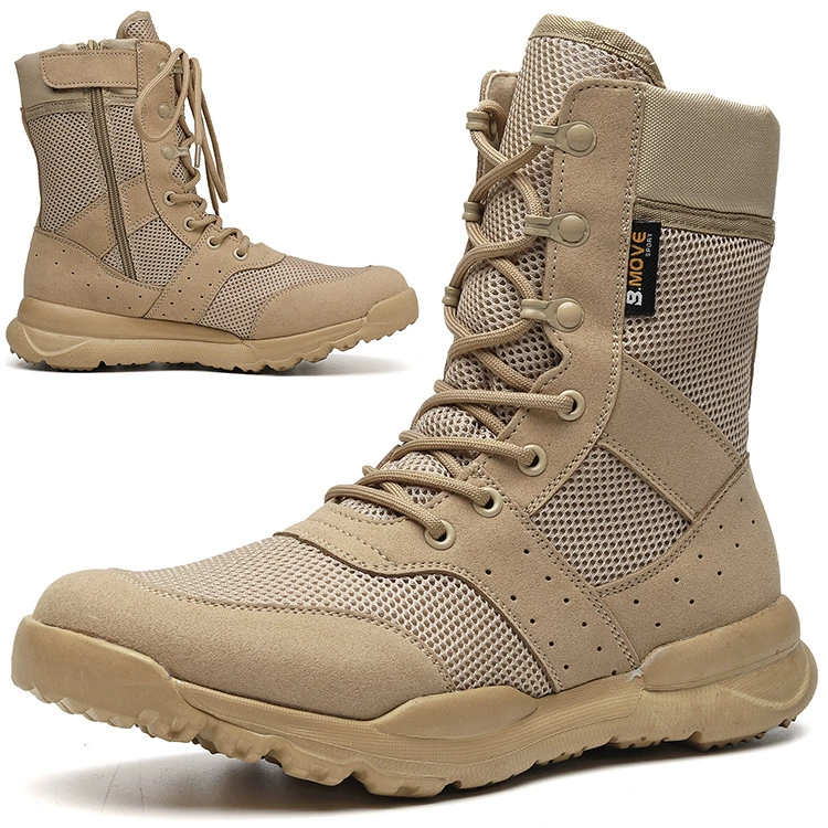 Прямые поставки с фабрики, летние мужские дышащие армейские ботинки, высокие тактические ботинки для пустыни, боковая молния, женские уличные ботинки, поколение волос