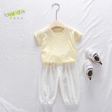 宝宝夏季薄款棉婴儿夏季衣服套装儿童竹节棉吸汗宽松防蚊二件套