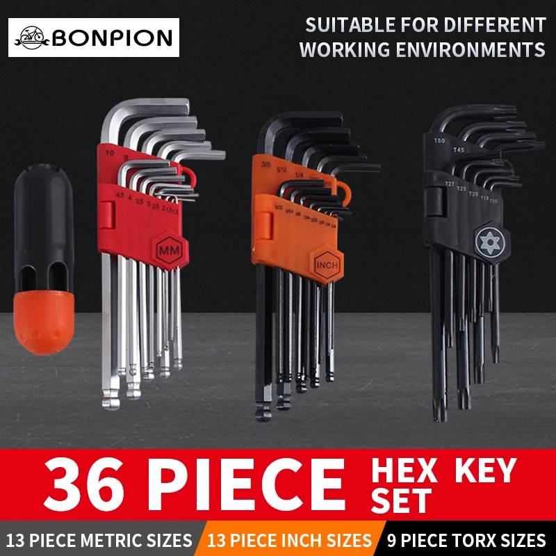 Заводская оптовая продажа набора шестигранных ключей с шаровой головкой, 36 предметов, L-образный ключ, оптом.