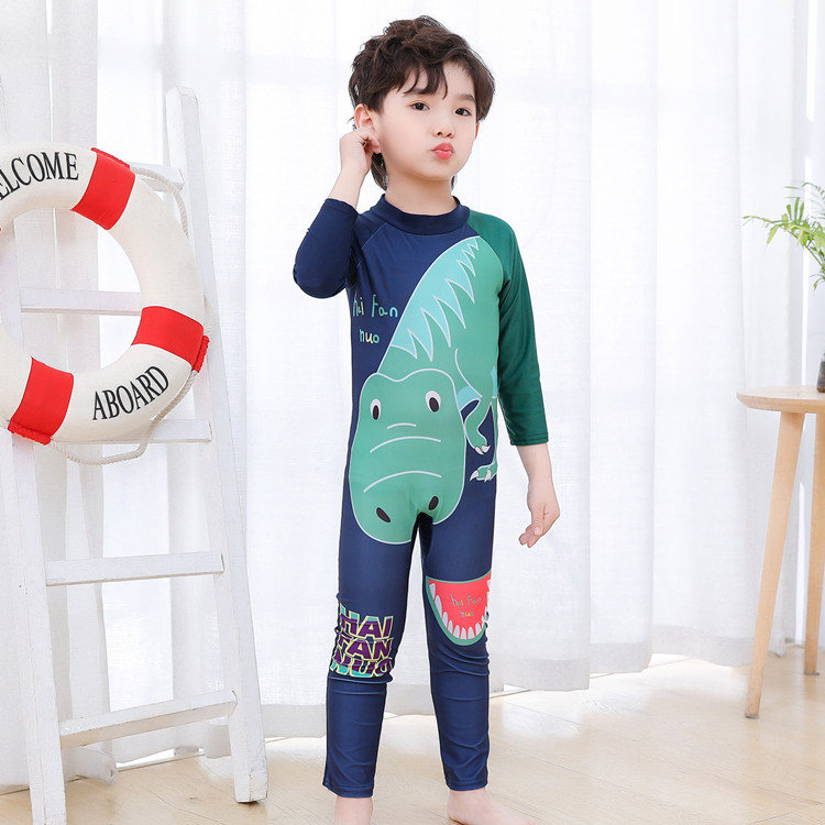 Traje de baño de dibujos animados para niños y niñas traje de baño de manga larga traje de playa traje de surf de una pieza para niños medianos y pequeños Protección solar