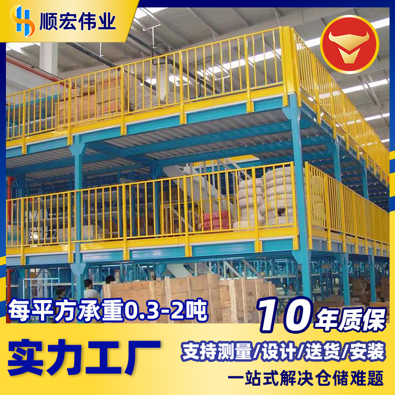 钢平台二层阁楼货架厂房仓储仓库搭建库房隔层重型工字钢货架平台|undefined