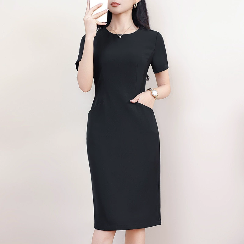 369 Женское платье больших размеров Профессиональная юбка 100kg для пышных женщин, облегающее платье средней длины выше колена, закрывающее живот.