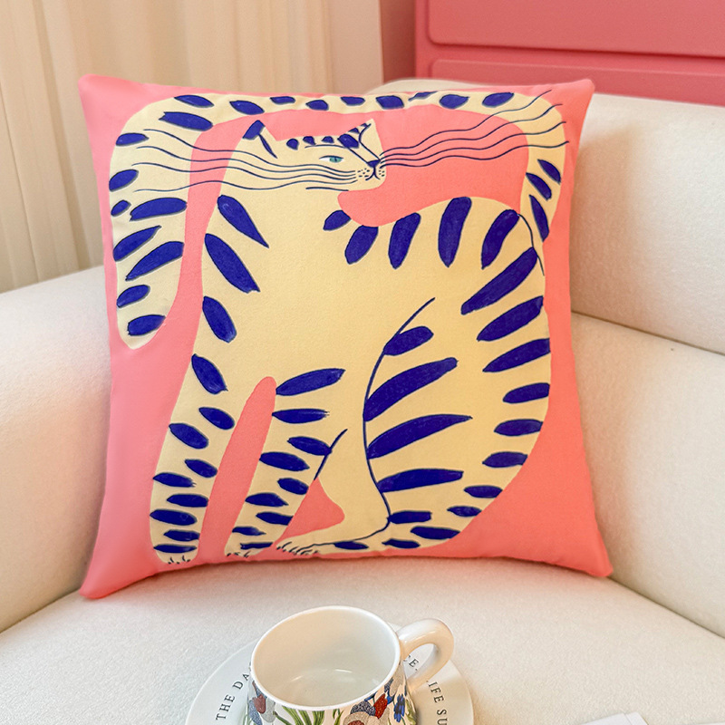 Funda de almohada de viento abstracto de dibujos animados, almohada de viento ins, almohada linda, dormitorio de estudiantes, almohada de sofá, cojín, funda de almohada