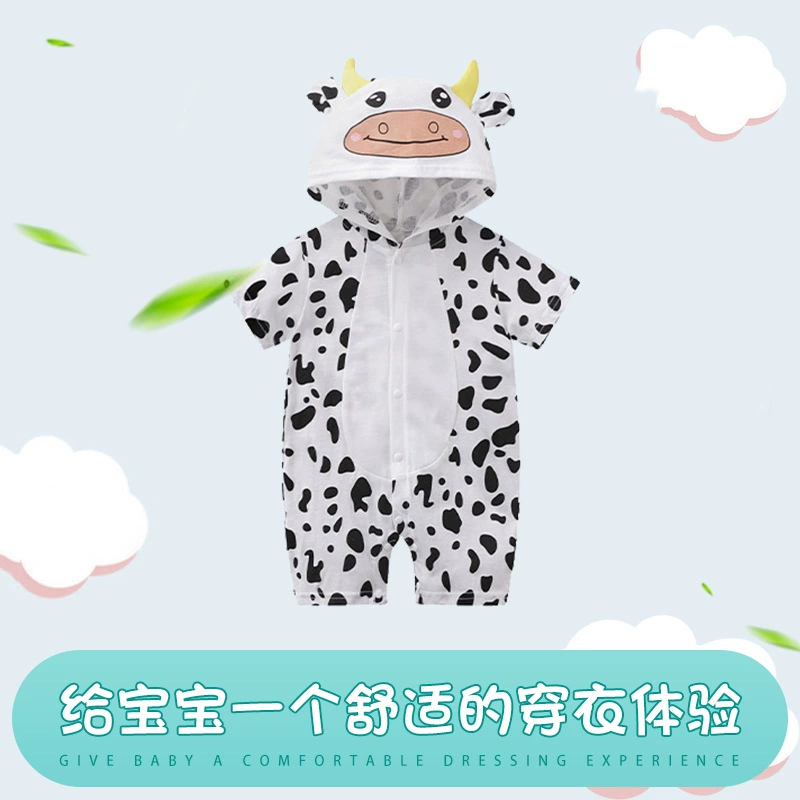 Весенне-осенний милый детский комбинезон с рисунком, комбинезон с короткими рукавами