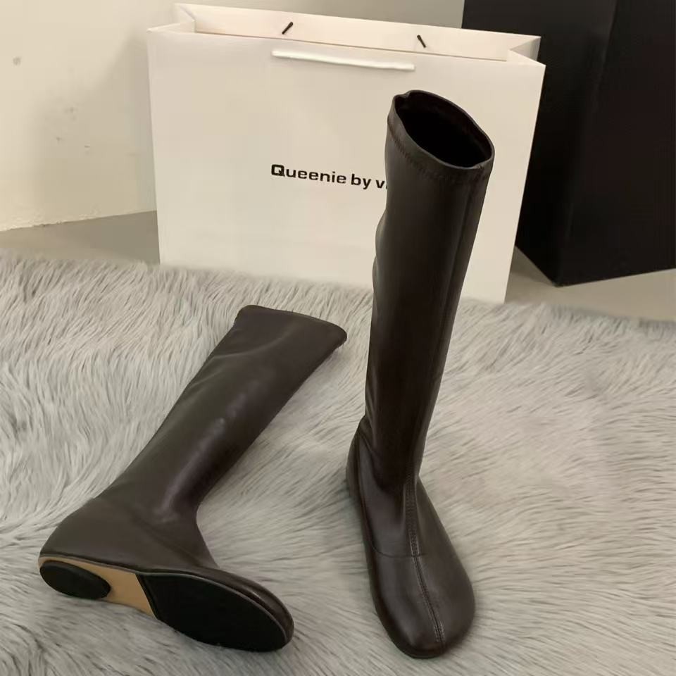 Mk888-2 brown single-layer long boot socks / 35