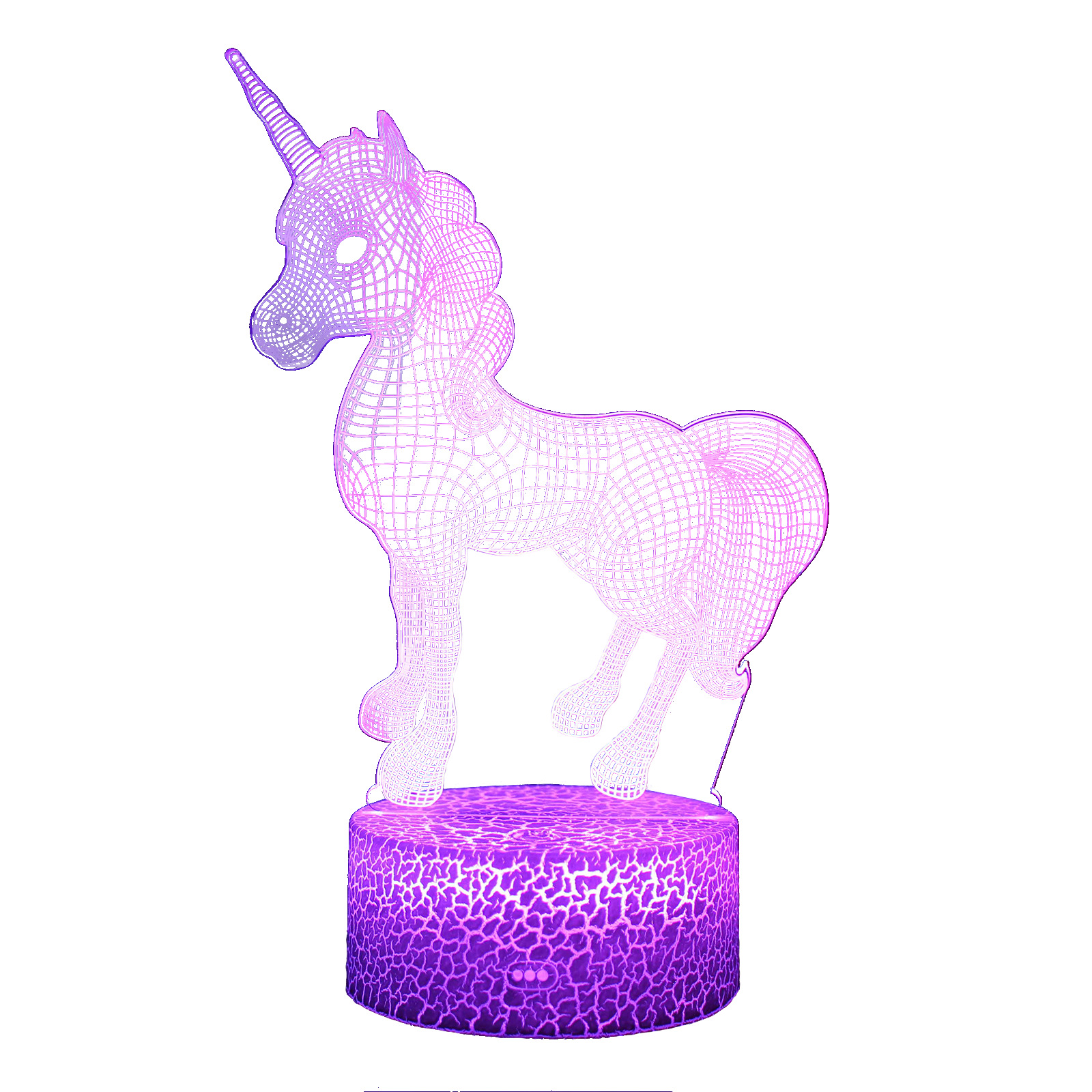 Lámpara de Mesa 3D Serie Unicornio, Luz LED, Regalo Creativo, Luz Nocturna Tridimensional Colorida, Proyección, Protección Ocular