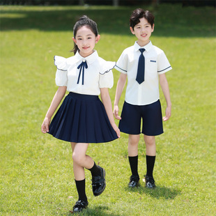 Children's Day Graduation Photo Class Uniform British Style Kindergarten Uniform Summer Uniform Primary and Secondary School Students Recitation Children's Chorus Performance Uniform