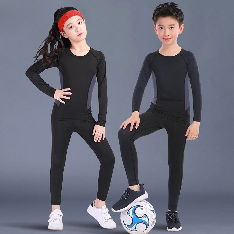 Children's tight-fitting quick-dry basketball training clothes, girls' sports suit, autumn football base layer, boys' underwear