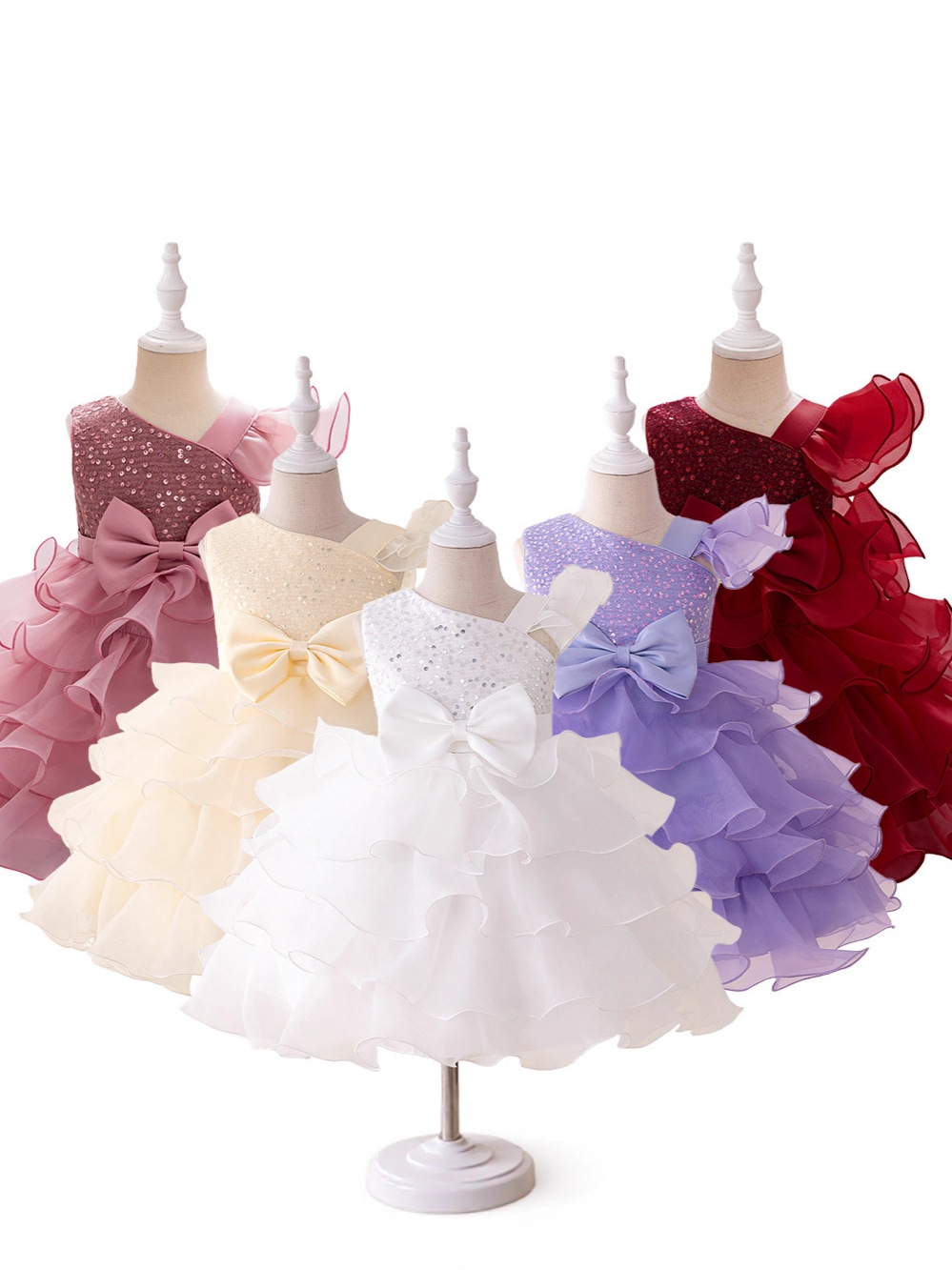 Niños pequeños y medianos nuevos vestidos de aniversario de bebés europeos y estadounidenses, vestido de princesa, pastel, vestido de fiesta de cumpleaños de estilo occidental