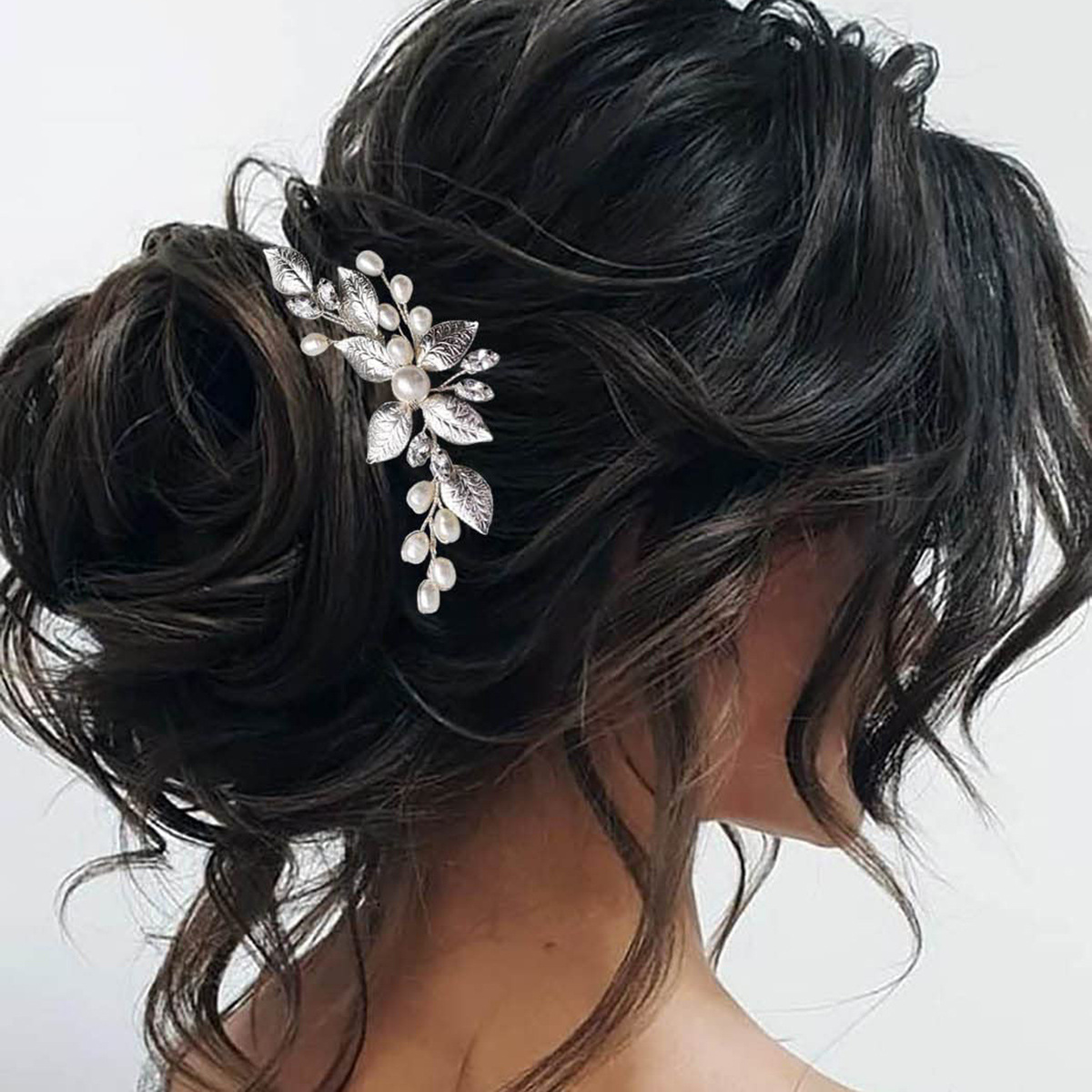 Metal Material Leaf Pattern Women's Gender Inlay Design Fairy Style, Bridal, Korean Style Style Fairy Style Bridal Korean Style Leaf Metal Inlay Rhinestones Hairpin